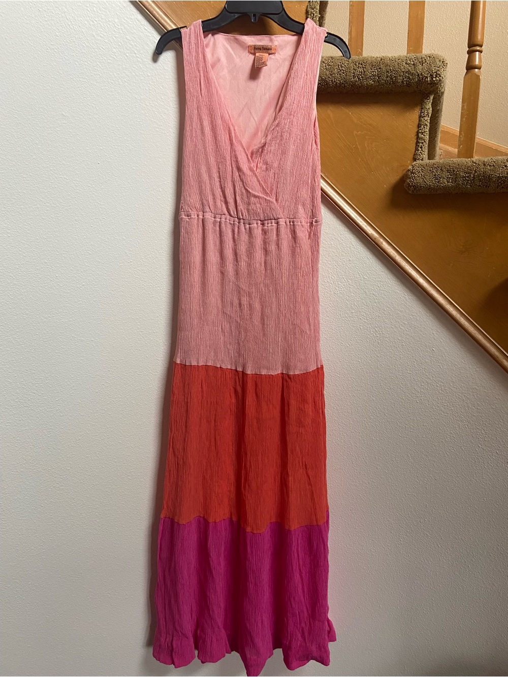 NWOT Flying Tomato Pastel Colorblock Maxi Dress Red + Pink sz S never worn